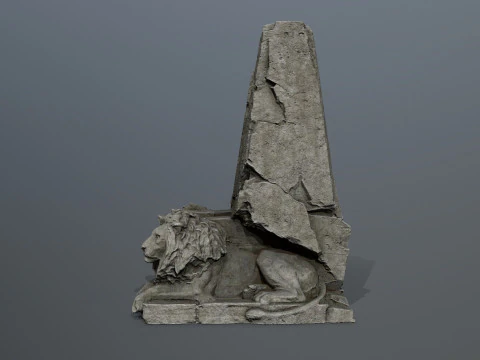 Lion Stone Throne 3D Model