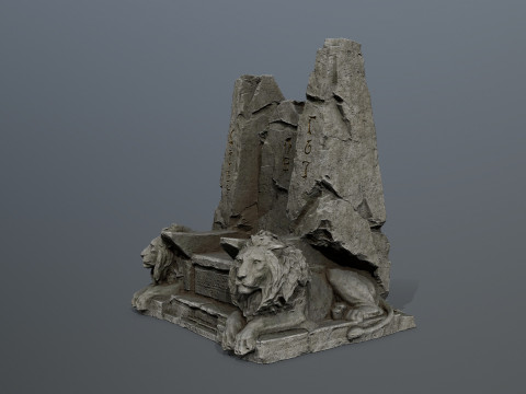 Lion Stone Throne 3Dモデル