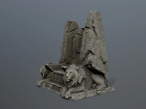 Lion Stone Throne 3D Model