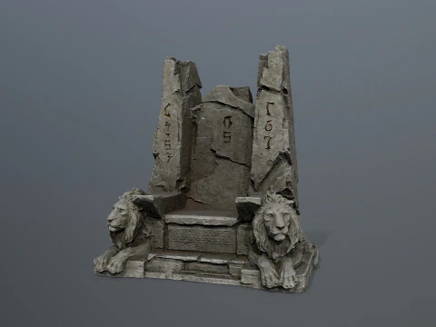 Lion Stone Throne 3D Model