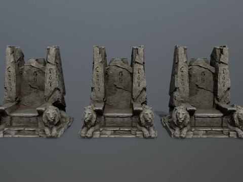 Lion Stone Throne 3Dモデル