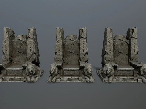 Lion Stone Throne 3D Model