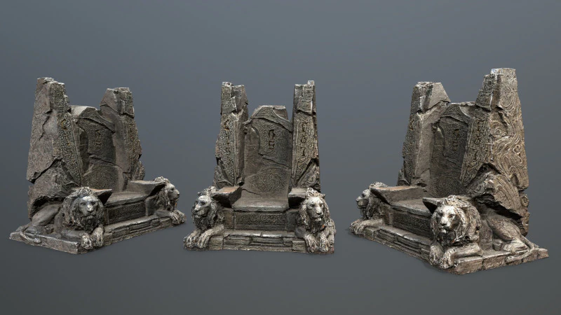 Lion Stone Throne 1 3D Model .c4d .max .obj .3ds .fbx .stl .blend 