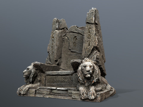 Lion Stone Throne 1 3D-Modell