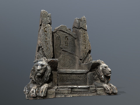 Lion Stone Throne 1 3D-Modell