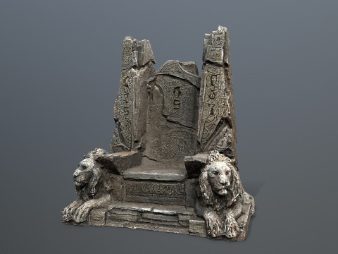 Lion Stone Throne 1 3D-Modell