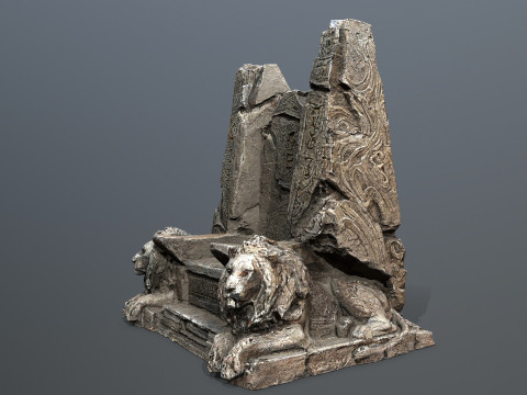 Lion Stone Throne 1 3D-Modell