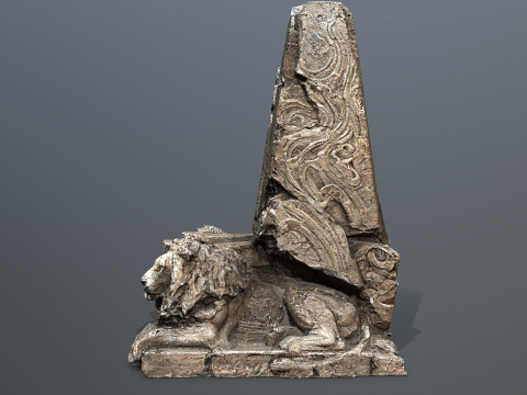 Lion Stone Throne 1 3D-Modell