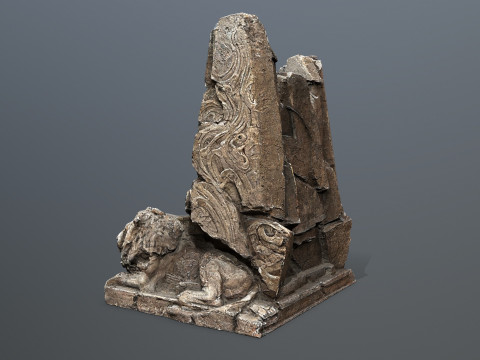 Lion Stone Throne 1 3D-Modell