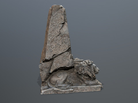 Lion Stone Throne 1 3D-Modell
