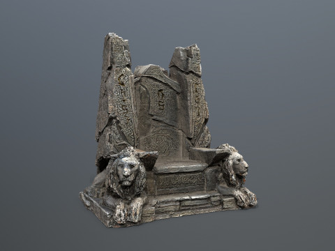 Lion Stone Throne 1 3D-Modell