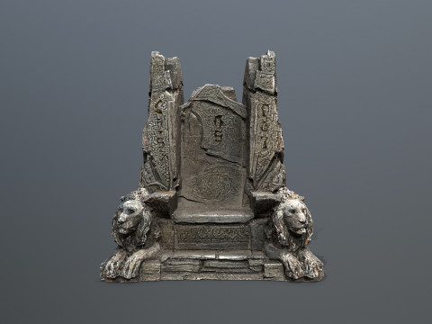 Lion Stone Throne 1 3D-Modell