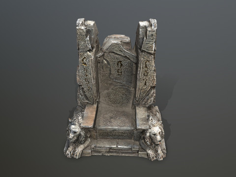 Lion Stone Throne 1 3D-Modell
