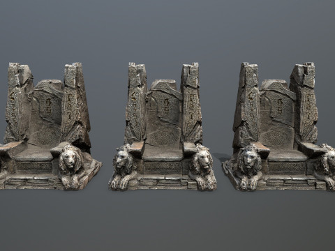 Lion Stone Throne 1 3D-Modell