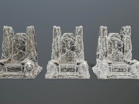 Lion Stone Throne 1 3D Model