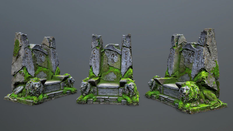 Lion Stone Throne 3 3D Model .c4d .max .obj .3ds .fbx .stl .blend 