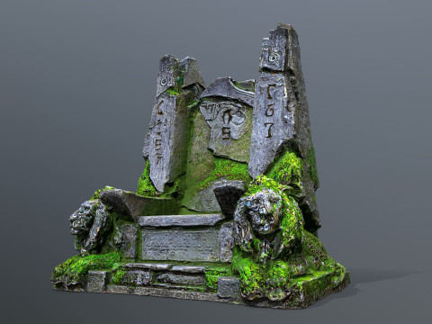 Lion Stone Throne 3 3Dモデル