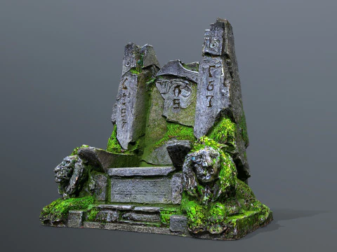 Lion Stone Throne 3 3D Model