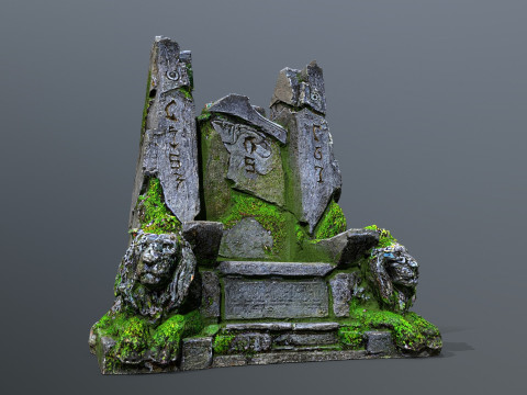 Lion Stone Throne 3 3Dモデル