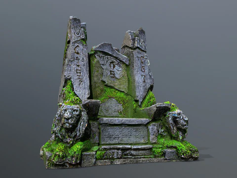 Lion Stone Throne 3 3D Model