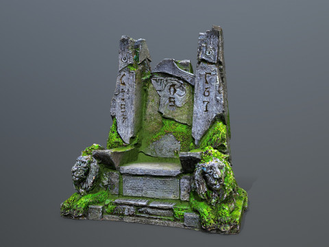 Lion Stone Throne 3 3Dモデル