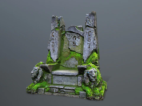 Lion Stone Throne 3 3D Model