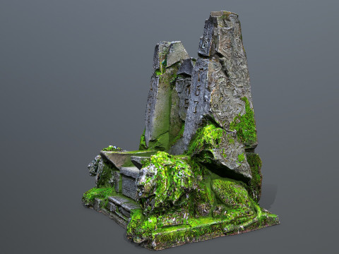 Lion Stone Throne 3 3Dモデル