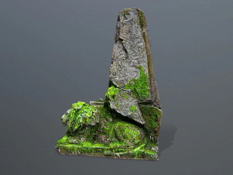 Lion Stone Throne 3 3D Model