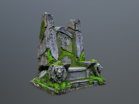 Lion Stone Throne 3 3Dモデル