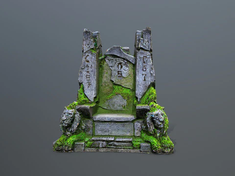 Lion Stone Throne 3 3D Model