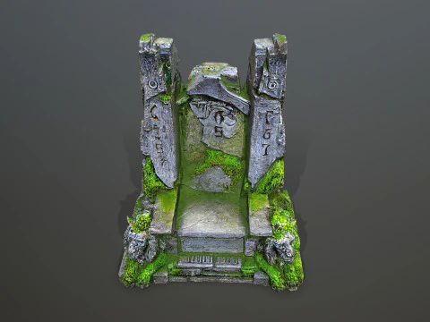 Lion Stone Throne 3 3D Model