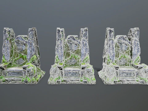 Lion Stone Throne 3 3D Model