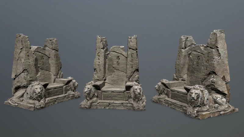 Lion Stone Throne 3D Model .c4d .max .obj .3ds .fbx .stl .blend