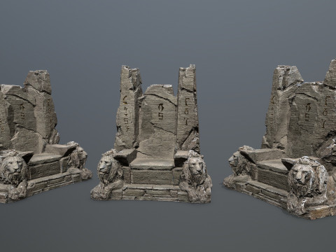 Lion Stone Throne 3D Model
