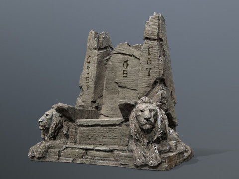 Lion Stone Throne 3D Model