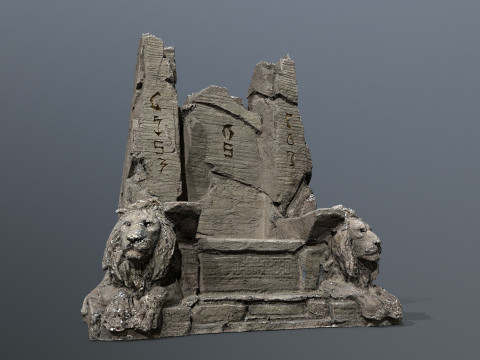 Lion Stone Throne 3D Model