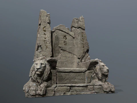 Lion Stone Throne 3D Model