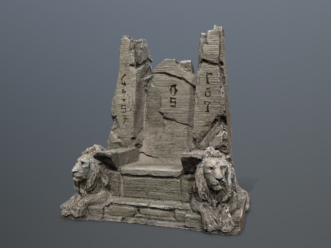 Lion Stone Throne 3D Model