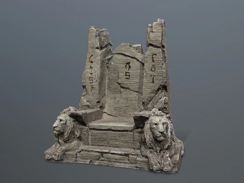 Lion Stone Throne 3D Model