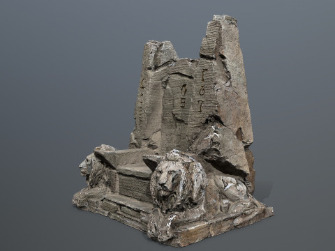 Lion Stone Throne 3D Model