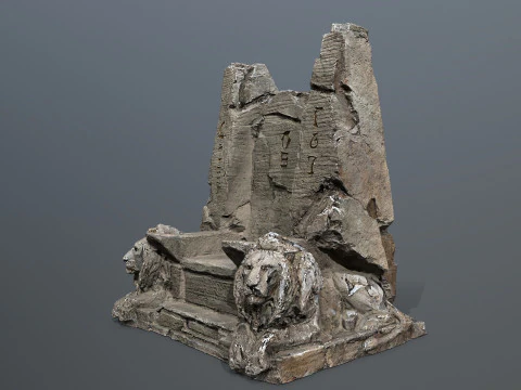 Lion Stone Throne 3D Model