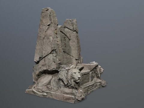 Lion Stone Throne 3D Model