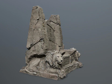 Lion Stone Throne 3D Model