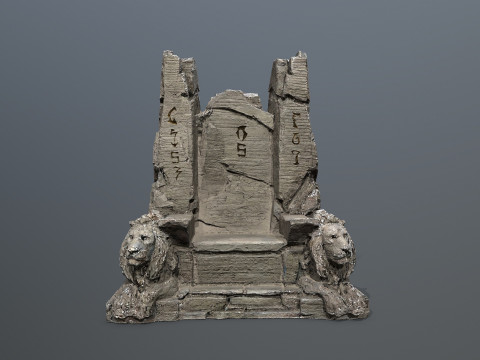 Lion Stone Throne 3D Model