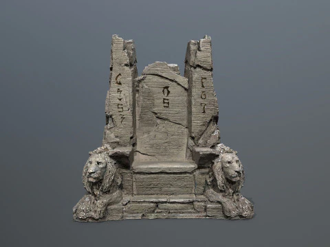Lion Stone Throne 3D Model