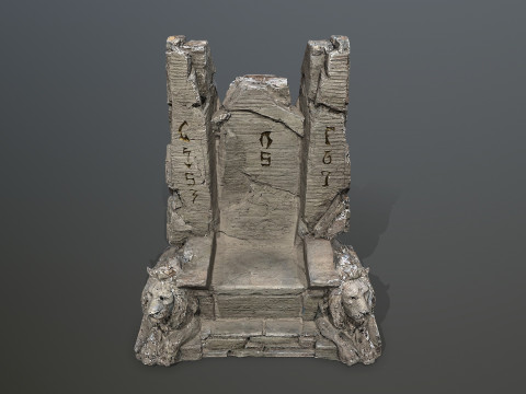 Lion Stone Throne 3D Model