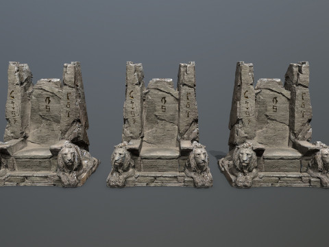 Lion Stone Throne 3D Model