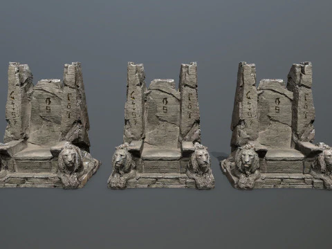 Lion Stone Throne 3D Model