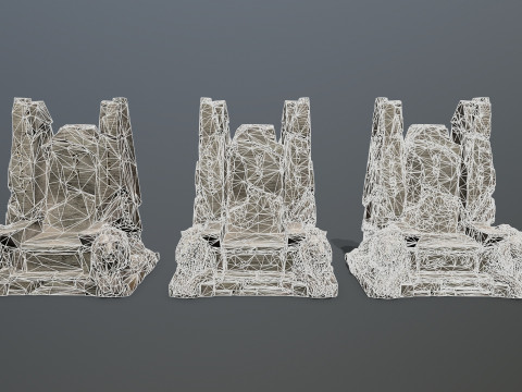 Lion Stone Throne 3D Model