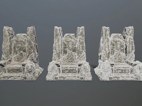 Lion Stone Throne 3D Model